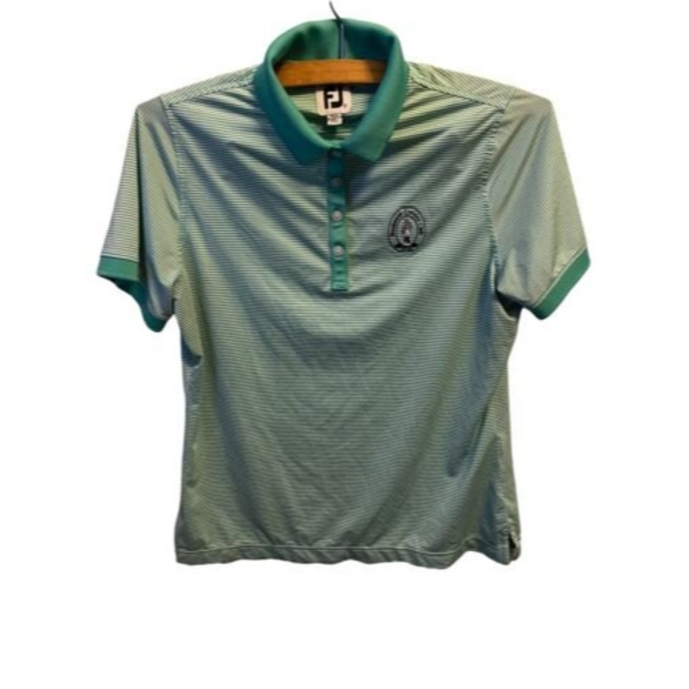 Footjoy FJ Womens Green Stripe Short Sleeve Polo Logo LC Size Medium